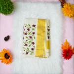 Traditional kerala handloom tissue saree - floral design embroidery
