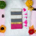 120 count Mulcotton saree with wide boarder