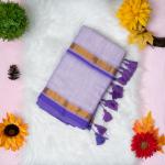 120 count Mulcotton blue saree with boarder
