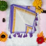 120 count Mulcotton blue saree with boarder