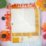 Traditional kerala handloom saree - embroidery peacock design