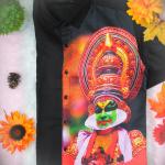 size 44 - Kathakali printed full sleeve black shirt with matching dhoti for men