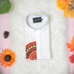 size 42 - Theyyam abstract design printed short sleeve white shirt for men
