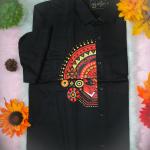 size 44 - Theyyam abstract design printed short sleeve black shirt for men