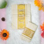Handloom classic set mundu with golden boarder