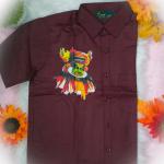 Size 38 - Kathakali printed half sleeve maroon shirt with matching dhoti for men