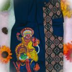 Size 42 - Kathakali art printed short sleeve blue shirt for men