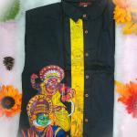Size 42 - Kathakali art printed full sleeve black shirt for men