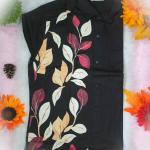 Leaves printed full sleeve black shirt with matching dhoti for men - size Medium
