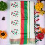 Traditional kerala handloom saree - Printed floral design