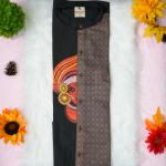 Size XL - Theyyam art printed full sleeve black brown shirt for men