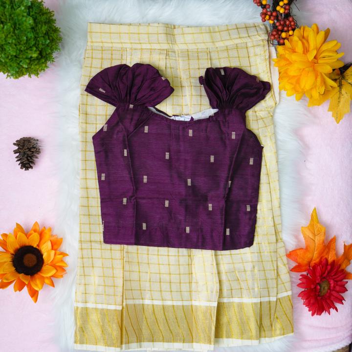 Traditional kerala pattupaavada and blouse - 5 yr old