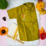 6 yr old - Kids traditional kerala printed silk shirt with matching printed velcro dhoti