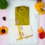 5 yr old - Kids traditional kerala printed silk shirt with matching printed velcro dhoti