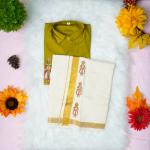 5 yr old - Kids traditional kerala printed silk shirt with matching printed velcro dhoti