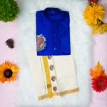 4 yr old - Kids traditional kerala printed silk shirt with matching printed velcro dhoti