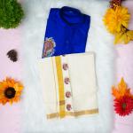 4 yr old - Kids traditional kerala printed silk shirt with matching printed velcro dhoti